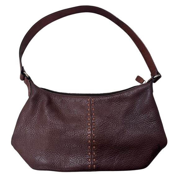 Y2K Fossil Chocolate Brown Soft Pebbled Leather Hobo Shoulder Bag 75082 VTG 1954 - Picture 1 of 7